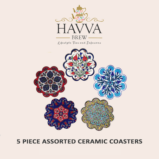 Assorted Authentic Turkish Design Hand-Painted Ceramic Coasters (Random Designs)
